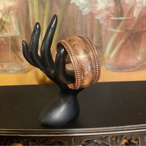 Vintage Chunky Brass and Copper Cuff Bracelet 1970’s India Statement Jewelry